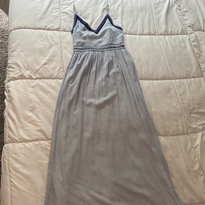 Blue and white maxi dress with adjustable straps
